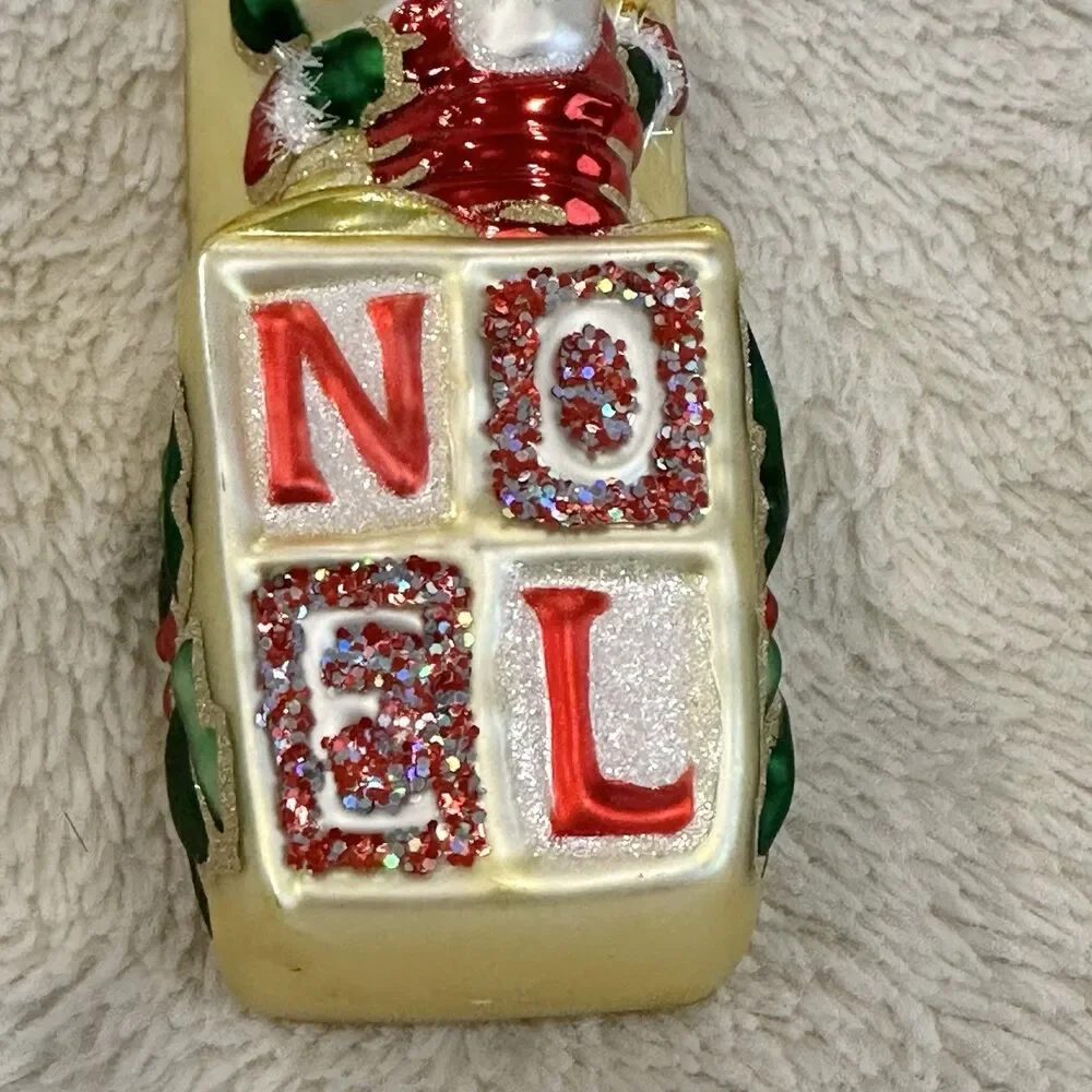 BRN Santa Jack In The Box Noel 6” Gold Blown Ornament Christmas Tree Decor